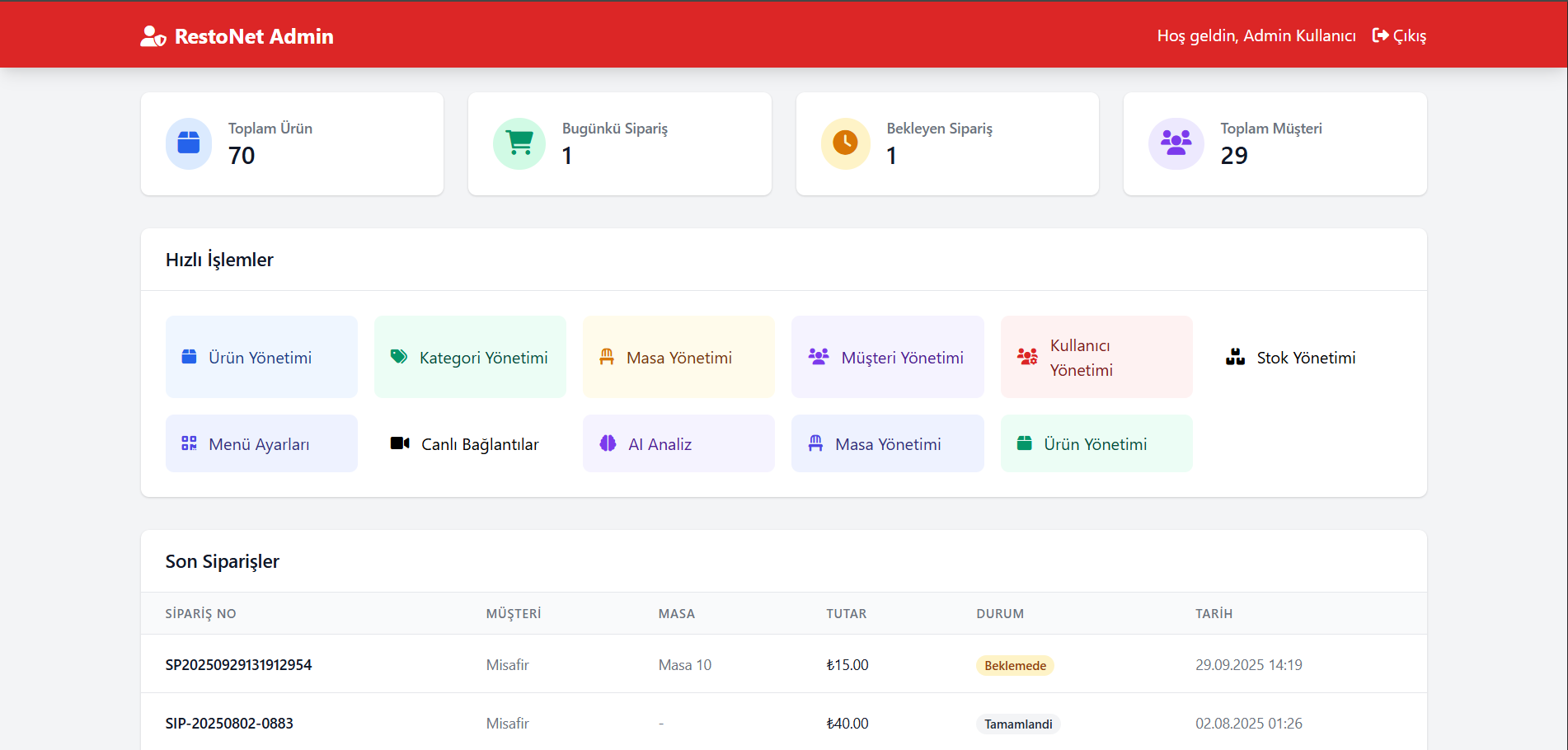 Gelişmiş Restoran Yönetim Yazılımı - Ekran Görüntüsü 2