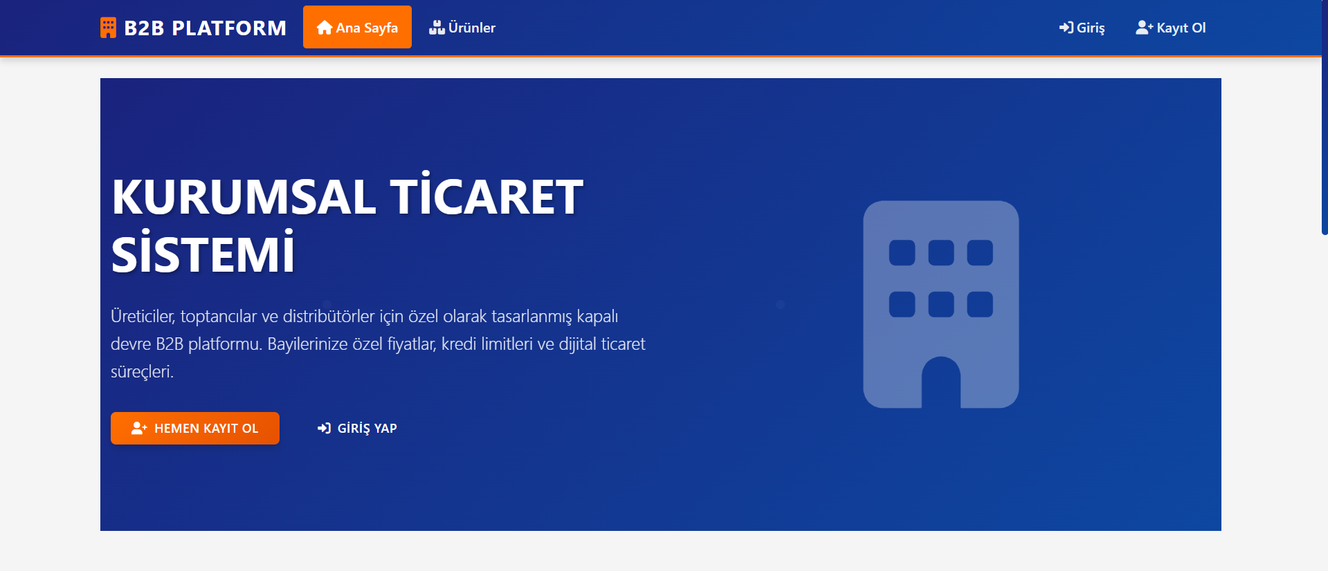 Gelişmiş B2B Yazılımı - Ekran Görüntüsü 1